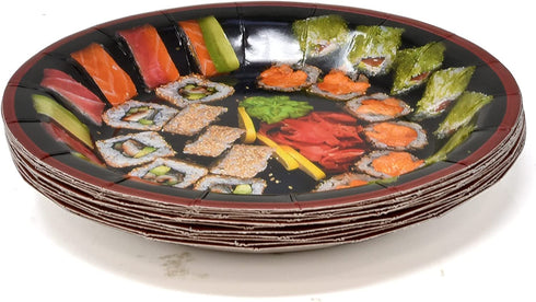 Sushi Party Supplies Tableware Set 24 9" Plates 24 7" Dessert Plate 24 9 Oz. Cups 50 Lunch Napkins for Let's Roll Japanese Sushi Fish Rice Soy Chinese New Years Parties Birthday Disposable Paper Goods