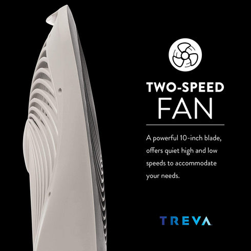 Treva 10-Inch Portable Desktop Battery Fan, Powered by Battery and/or AC Adapter - Air Circulating with 2 Cooling Speeds