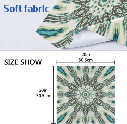 senya Colorful Star Teal Mandala Cloth Napkins Washable Reusable Polyester Dinner Napkins 20 x 20 Inch for Home Weddings Parties Holiday Table Napkins Set of 6