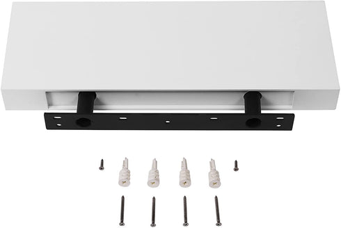 SONGMICS Floating Wall Shelf 15.7 inch, Easy Install for Decorative Display Corner Invisible Bracket Support, White ULWS14WT