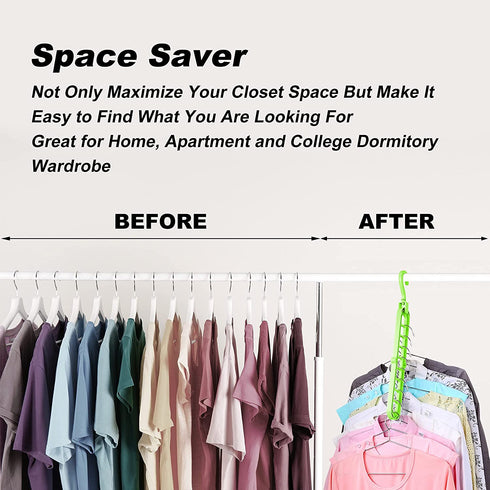 Closet Organizers and Storage,6 Pack Sturdy Hangers for Closet Organizer,Dorm Room Essentials,Closet Storage,Smart Closet Organization,Magic Space Saving Hanger With 9-Holes for Wardrobe Heavy Clothes