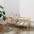 BAMFOX 2-Tier Shoe Rack,Bamboo Stackable Shoe Storage Organizer Unit Entryway Shelf,27.2"x11"x13.2" in Natural Color