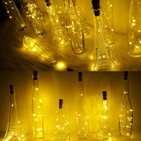 Wine Bottle String Lights with Cork,18 Pack 20 LED Warm White Mini Silver Copper Wire Fairy Lights Fit DIY Party Wedding Table Centerpieces Decor (Warm White)
