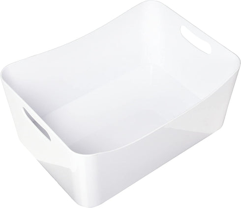 YBMHOME OPEN BIN STORAGE BASKET KITCHEN PANTRY, BATHROOM VANITY, LAUNDRY, HEALTH AND BEAUTY PRODUCT SUPPLY ORGANIZER, UNDER CABINET CADDY 2153 (Medium, White)