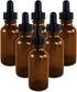 1oz Glass Bottles with Glass Eye Dropper Dispenser for Essential Oils, Kitchen Tools, Chemistry Lab Chemicals, Colognes & Perfumes (6 Pack) by Super Z Outlet (Amber)