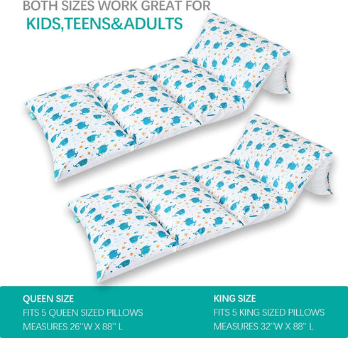 Floor Lounger (Requires 5 King Size Pillows) Cover, 88" L x 32" W Non-Slip & Soft & Machine Washable Floor Sofa Bed Pillow Cover, Whale