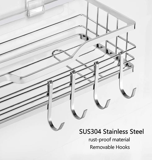 HBlife Shower Caddy No Drilling Shower Organizer with 8 Hooks, 2 Pack Shower Shelves SUS304 Rustproof Bathroom Organizer