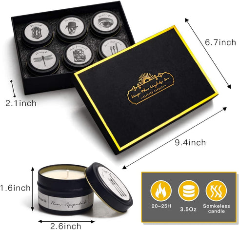 Candles for Home Scented, 6 Pack Aromatherapy Candles for Men, Scented Candles Set with 6 Difference Premium Scents, 150H Long Lasting Soy Candle, Candle Gift Set for Women, Stress Relief & Relax Body