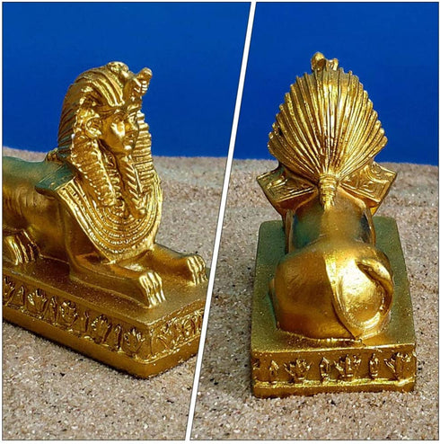 Kisangel 2pcs Sphinx Figurine Resin Egyptian God Statue Desktop Table Mythology Pharaoh Decoration Ornaments (Golden)