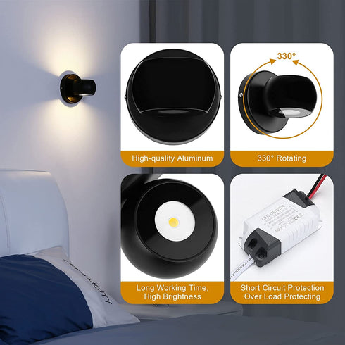 KINBEDY LED Wall Sconce 10W Modern Indoor Black 3000K Wall Light Up and Down Wall Lamp Adjustment Angle Light Fixtures Beside Bedroom Living Room