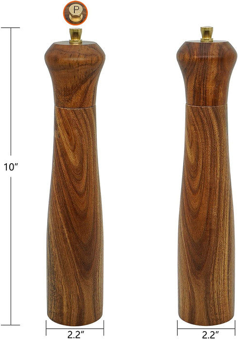 Pepper Grinder 10 Inch,Acacia Wood salt and pepper grinders refillable salt grinder pepper Mill with Adjustable Coarsenesssalt and pepper grinder shaker Tableware Gifts,Father's day gift