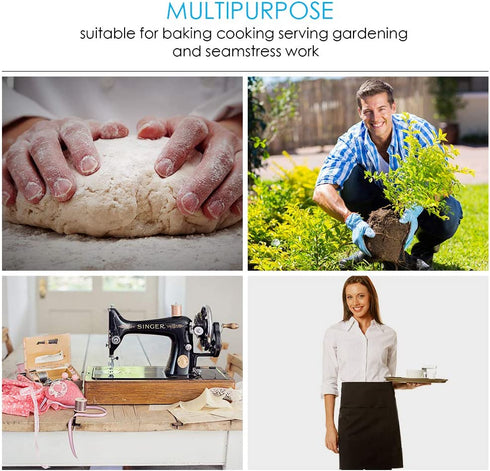 Syntus 6 Pack 3 Pockets 100% Cotton Waist 11.5-inch Long Kitchen Cooking Restaurant Bistro Craft Garden Half Aprons for Men, Women, Chef, Baker, Servers, Waitress, Waiter, Craftsmen, Black