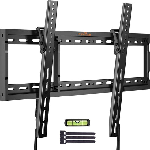 Perlegear Tilt TV Wall Mount Bracket Low Profile for Most 26-75 Inch LED LCD OLED Flat Curved Screen TVs, Large Tilting Mount Fits 16, 18, 24 Inch Studs Max VESA 600x400mm Supports up to 132lbs