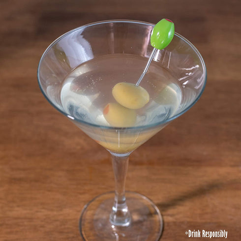 Cork Pops Stainless Steel Green Olive 6 Inch Cocktail Pick Set of 6