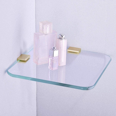 Orhemus 2pcs Adjustable 304 Stainless Steel Glass Clamp Clip Shelf Brackets Holder Support 0.23"-0.35", Brushed Gold Finished Heavy Duty