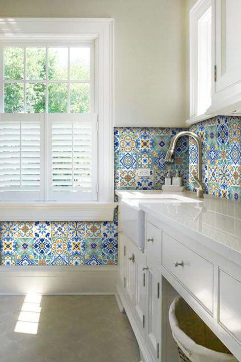 12 PC Pack Backsplash Tile Stickers 6x6 Inch (15x15cm) for Home Decoration Bathroom & Kitchen Vinyl Tile Decals Peel and Stick DIY Wall Sticker Stairs Decals (TS12-001)