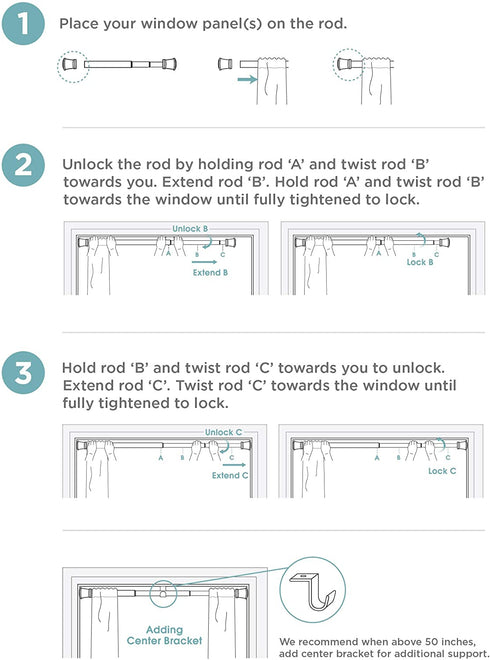 Zenna Home Easy to Install Adjustable Tension Smart Window Curtain Rod, 28 inches to 66 inches, Oil Rubbed Bronze