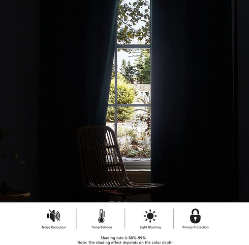 TOAVA DECO Black Curtains for Bedroom 2 Panels Grommet Top Blackout Thermal Insulated Room Darkening Curtains Panels for Bathroom 52 Inch Width x 45 Inch Length