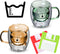 TOUCAN 12 OZ Large Double Wall Glass Coffee Mugs Bear-shaped Set of 2 Insulated Cappuccino Cups with Handles for Americano, Espresso, Ice Tea and Latte