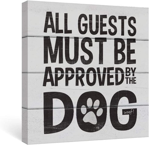 SUMGAR Black and White Wall Art Dorm Bedroom Inspirational Quotes Canvas Paintings Grey Dog Funny Sayings Pictures Animal Framed Artwork Prints Puppy Gifts Front Door Decor,12x12 inch