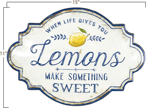 Creative Co-Op Life Gives You Lemons Make Something Sweet Metal Wall Décor, White