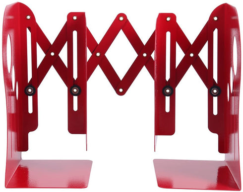 Homend Bookends Metal Iron Adjustable Books Holder Stand Desk Heavy Duty Nonskid Bookend (Red, Large)