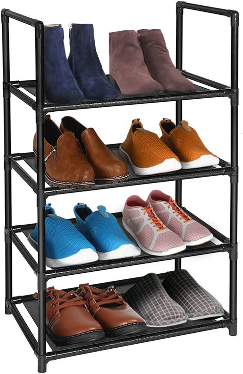 esonstyle 4 Tier Shoe Rack Lightweight Small Shoe Rack 6-8 Pairs Storage Organizer Narrow Shoe Rack for Entryway Shoe Rack Small Shoe Shelf