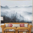 Heopapin Misty Forest Tapestry Forest Trees with Mountain Tapestry Black and White Fantastic Fog Magical Tapestry 3D Vision Nature Landscape Tapestry for Bedroom Living Room Dorm (W78.7 — H59.1)