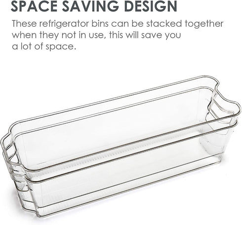 Vtopmart Breastmilk Storage Container 4PCS Set, Clear Freezer and Fridge Organizer Bins, Plastic Storage Bins for Breast Milk, Baby Pouches, Formula, Bottles and Yogurts, 4.3™™ Width, 14.5" Long