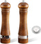 2-Piece Salt and Pepper Grinder Set, 8 Inch Wooden Salt and Pepper Mills with Adjustable Coarseness, Refillable Manual Pepper Mill Grinder for Home Cooks (Brown)