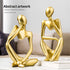prosfalt Resin Thinker Statue Abstract Statue Home décor Accents Collectible Figurines Art Home Office Bookshelf Desktop Modern Home Decor Accent, Large 9.45 Inches(Gold-Left)