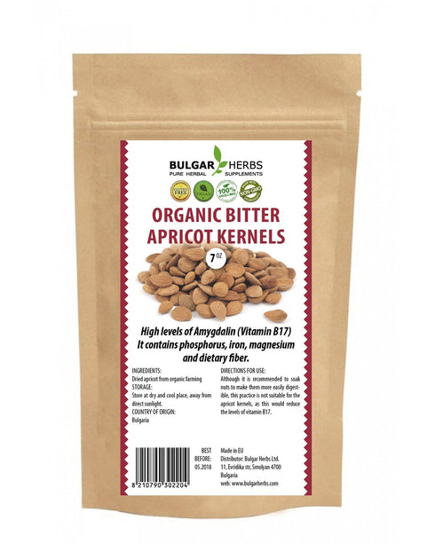 Organic Raw Bitter Apricot Kernels - Gluten Free - Vegan - The Best Bitter Apricot Seeds for B17 Vitamin - Made in The European Union - 7 Oz. 200g