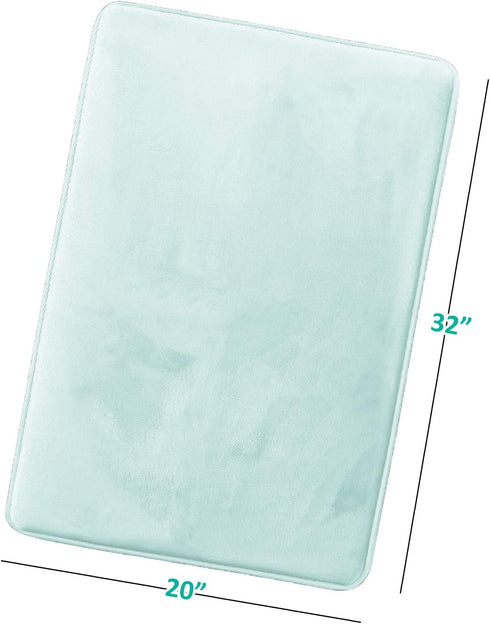 Clara Clark Bathroom Rugs, Ultra Soft Plush Bath Mat for Bathroom, Non-Slip, Velvet Memory Foam Bath Rugs, 20 x 32, Solid Aqua Light Blue