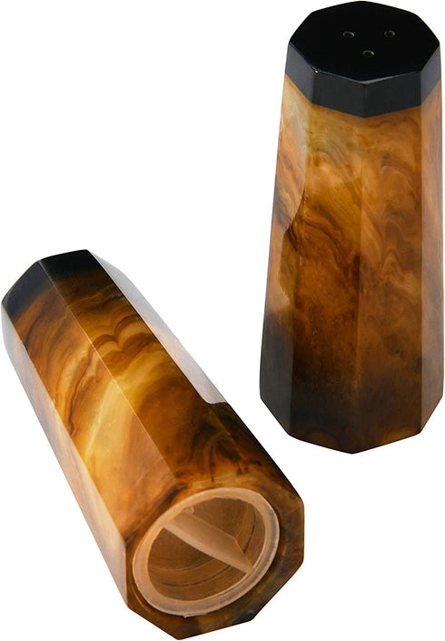 Creative Co-Op Resin, Horn Finish, Set of 2 Salt & Pepper Shaker, 3.5", Multi Color