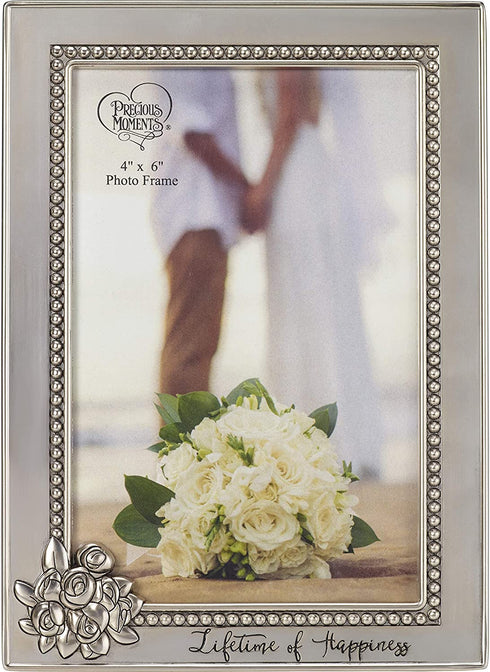 Precious Moments Lifetime Of Happiness Bride & Groom 4 x 6 Zinc Alloy Photo Frame 182409
