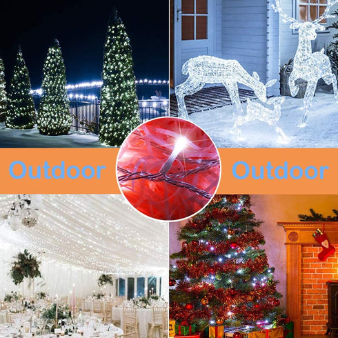 YAOZHOU Cool White Christmas String Lights Indoor Outdoor IP44 Waterproof 196.8Ft 600LED 8 Modes Cool White Fairy Decor Lights for Holiday,Party,Wedding,Garden(Cool White)