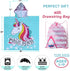 Athaelay Soft Swim Cover-ups for 3 to 10 Years Old Kids Girls Hooded Bath Beach Poncho Towels (Magic Unicorn, with Drawstring Bag)