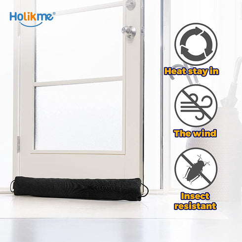 Holikme Weighted Door Draft Stopper 35inch, Heavy Duty Under Door Draft Blocker Bottom Door Seal Noise and Air, Door Guard Saving Energy, Black