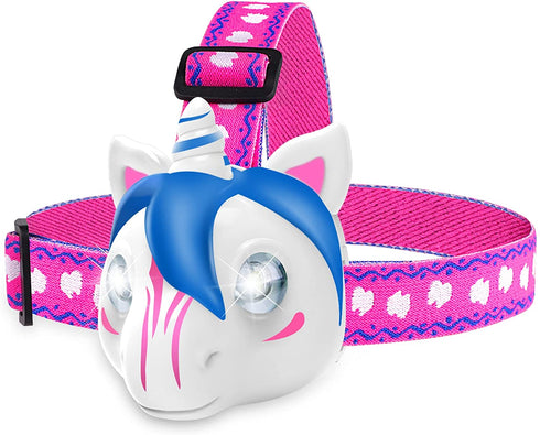 Kids Headlamp Flashlight - Unicorn Toys for Girls, Kids Camping Accessories LED Headlight for Reading Camping Running, Ideal Birthday Christmas Gifts for Girls Boys- Battery Included