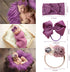 5 Pcs Newborn Photography Props Outfits- SPOKKI 35x67 Baby Long Ripple Wrap and Toddler Swaddle Blankets Photography Mat with Cute Headbands for Infant Boys Girls(0-12 Months) (Purple)