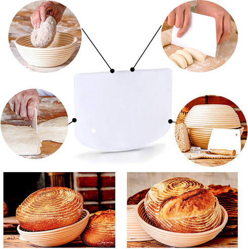 Bread Proofing Baskets Set, PATIOPTION Banneton Baskets Round Banneton Proofing Baskets Used for Making Sourdough Bread with Liner+Bread Lame+Dough+Scraper+Whisk+Stencils Baking Bowl Gift for Bakers