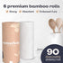 Betterway Bamboo Paper Towels - 6 Rolls, 2 Ply - Plastic Free, Disposable Kitchen Paper Towels - Select Size, Tree Free, Compostable, Strong & Absorbent - Sustainable Product w/ Eco Friendly Packaging