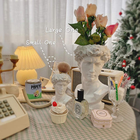 FunSpace Greek Roman Style Statue Flowers Vase Succulent Planter - Makeup Brushes Container Pen Holder - Great Gift for Home or Office Decoration (David-Small(6.5x3.5inch))