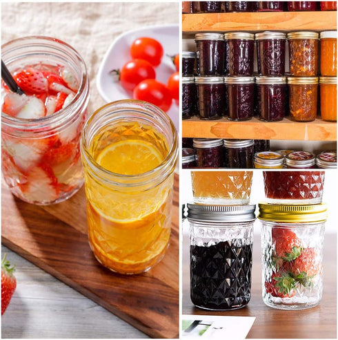 Mason Jars, 8 OZ Mason Jars Canning Jars Jelly Jars With Regular Lids and Bands, Ideal for Jam, Honey, Wedding Favors, Shower Favors, Baby Foods, DIY Magnetic Spice Jars, 12 Pack by SPANLA