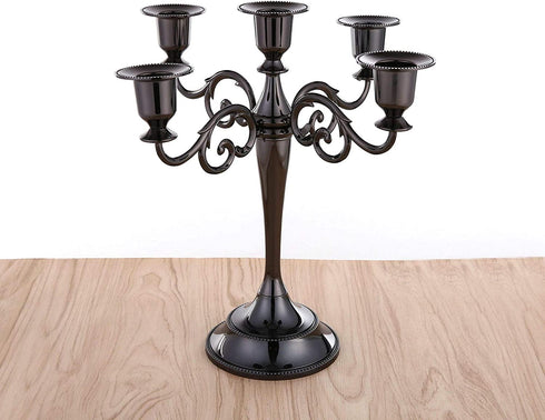 VINCIGANT Black Candle Holders Fireplace Candelabra for Taper Candle,Dinning Room Table Centerpieces Decoration,Christmas