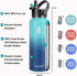 SYACOT 40 oz Stainless Steel Water Bottle, Insulated Double Wall Vacuum Leak Proof Water Flask, Metal Thermo Canteen Mug €”Wide Mouth with 2 Straw Lids(40 oz, Mint/Cobalt)