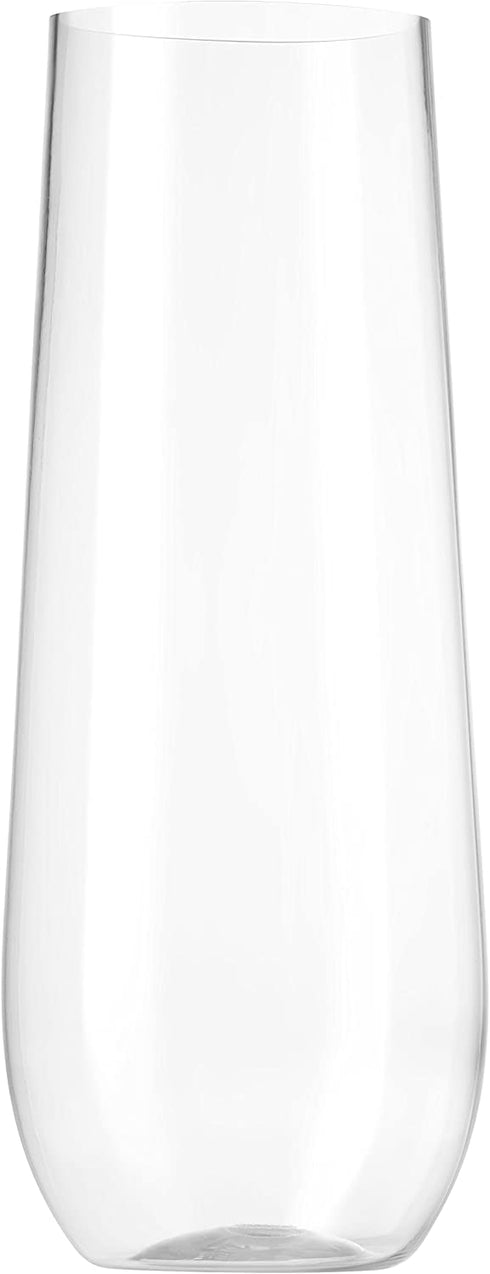 24 Pack Stemless Plastic Champagne Flutes Disposable 9 Oz Clear Plastic Toasting Glasses Shatterproof Recyclable and BPA-Free