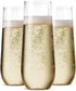 36 Pack Stemless Plastic Champagne Flutes Disposable 9 Oz Clear Plastic Toasting Glasses Shatterproof Recyclable and BPA-Free