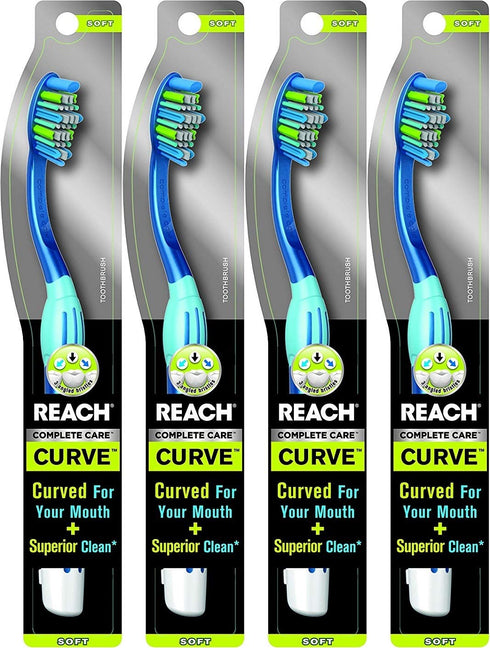 Reach Complete Care Curve Soft Toothbrush, 1 Count (Pack of 4) Colors May Vary
