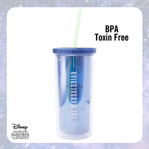 Silver Buffalo Star Wars The Mandalorian Protect Attack Snack Plastic Tall Cold Cup with Lid and Straw, 20-Ounces